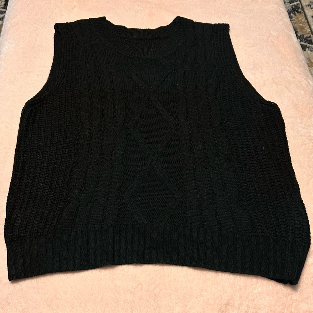 Black Cable Knit Sweater Vest
